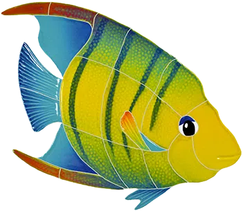 Artistry In Mosaics Banded Angelfish Right Porcelain Pool Design 9" x 10"